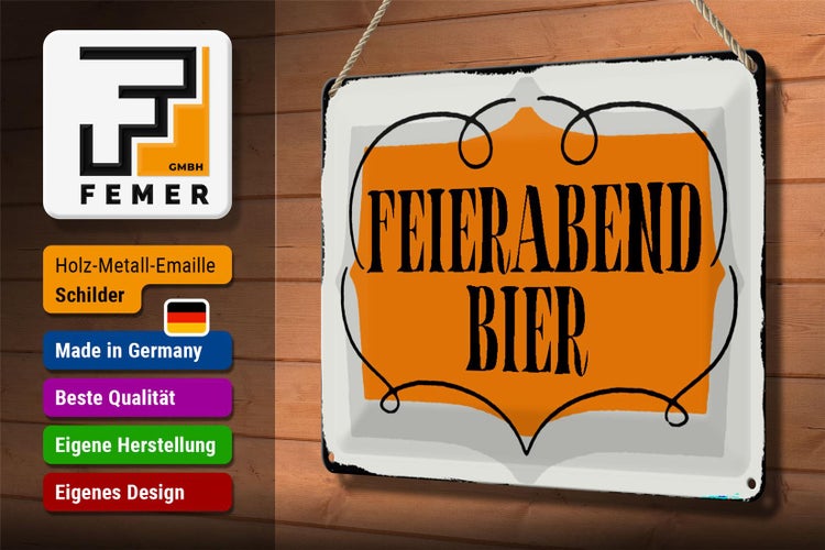 Blechschild Spruch 30x20cm Feierabend Bier Alkohol Schild