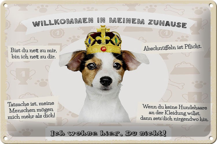 Blechschild Spruch 30x20cm Tiere Hund willkommen wohne hier