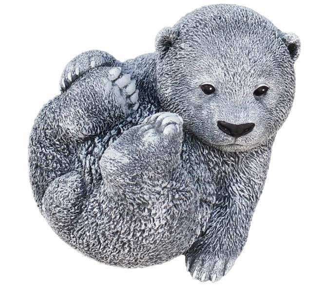 Dekorative Gartenfigur Eisbärjunges aus Kunststein für den Außenbereich