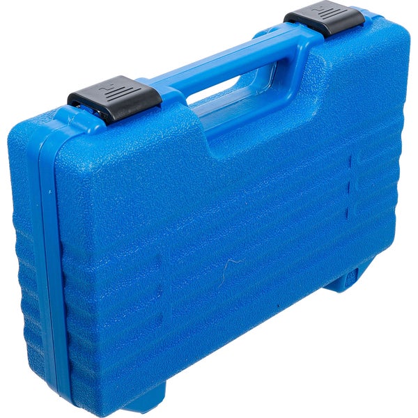 Blauer Werkzeugkoffer aus Kunststoff mit Tragegriff und Verschluss