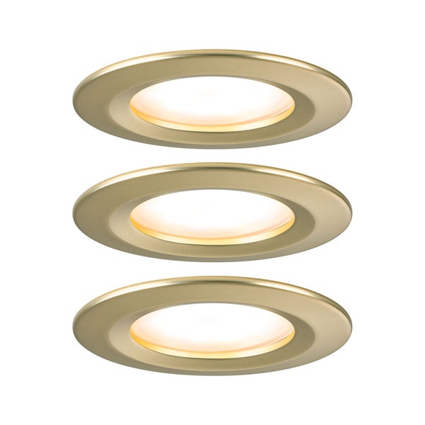 LED Einbauleuchte Nova Coin Basisset starr IP44 rund 78mm Coin 3x6W 3x470lm 230V 2700K Gold matt