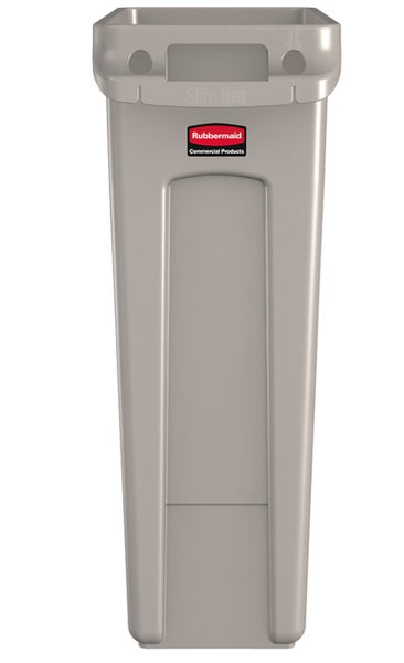 PROREGAL Rubbermaid Slim Jim Mülleimer Mit Belüftungskanälen 87 Liter HxBxT 76,2 x 28 x 56 cm Beige