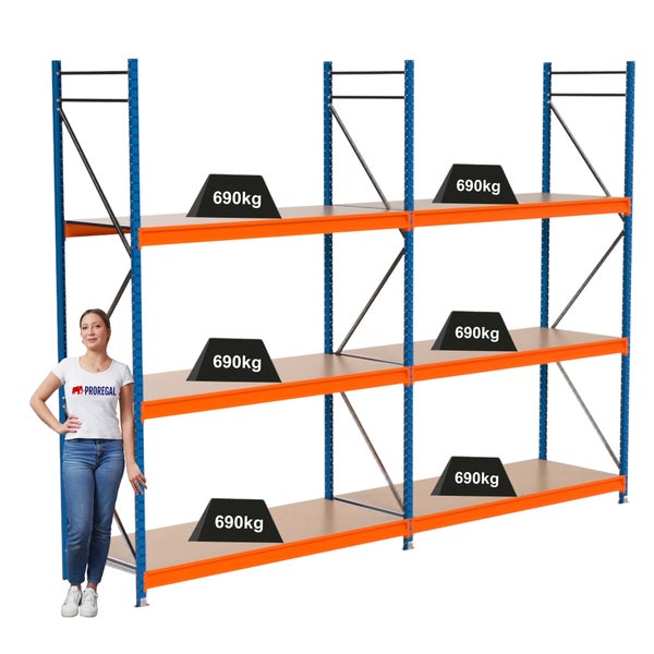 Regalsystem mit drei Ebenen und einer maximalen Belastbarkeit von 690 kg pro Ebene