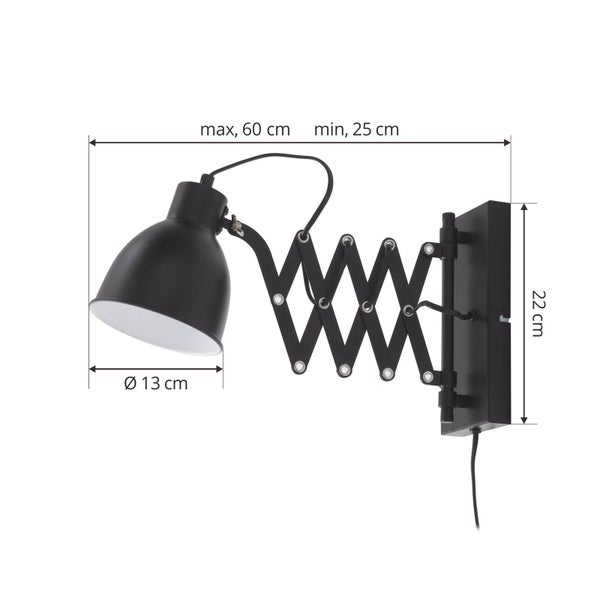 Schwenkbare Wandleuchte, maximal 60 Zentimeter Ausladung