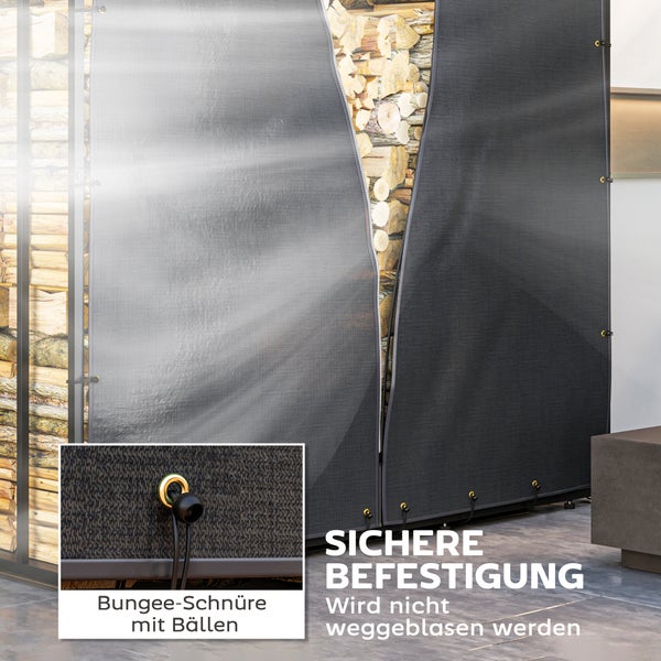 Outsunny 2er-Set Kaminholzregal Abdeckung, 174 cm, Wasserdicht 600D Oxford, UV-Schutz, Brennholzregalabdeckung, für Feuerholzregal 176B x 163/175H cm, Schwarz