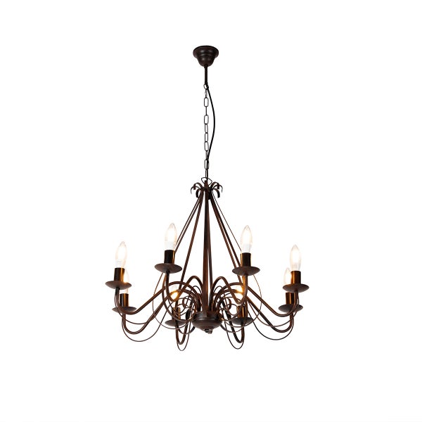 Deckenleuchte mit sechs Leuchtenarmen und Kettenaufhängung