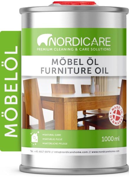 Nordicare Möbelöl [1L] Holzöl zur Pflege farblos für Eiche, Buche, Nussbaum, Lärche. Holzlasur auf Basis von Leinöl. Leinölfirnis