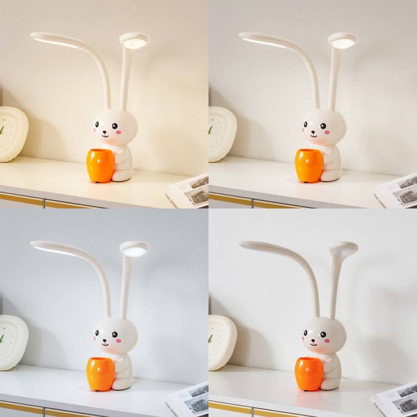 Lindby LED Tischlampe Haas ( Touchdimmer) dimmbar (Für Kinder, Junges Wohnen) in Creme (2 flammig ) - Tischleuchte Schreibtischlampe Nachttischlampe Touch Lampe