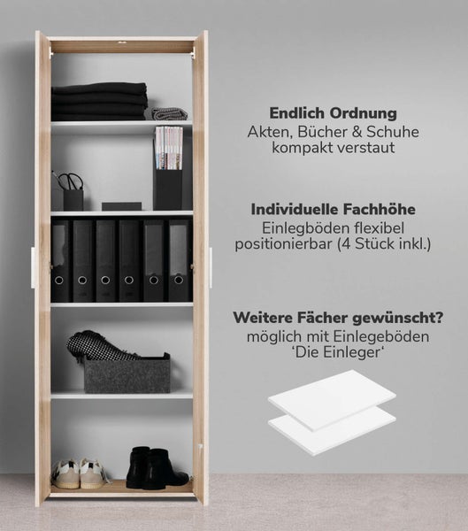 mokebo Schrank Set 2-teilig in Braun 'Die Allzweckwaffe', Set aus Besenschrank und Mehrzweckschrank