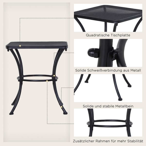 Beistelltisch 45cmx45cmx50cm, Metall Schwarz