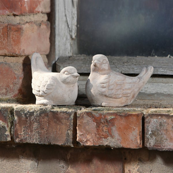 FRANK FLECHTWAREN | Vogel Terracotta, 2er Set, TERRACOTTA, je 13 x 9 x 10 cm