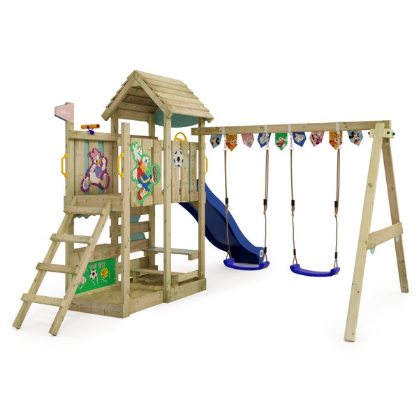 WICKEY Spielturm Disney Mickey Maus und Freunde Adventure mit Rutsche und Doppelschaukel
