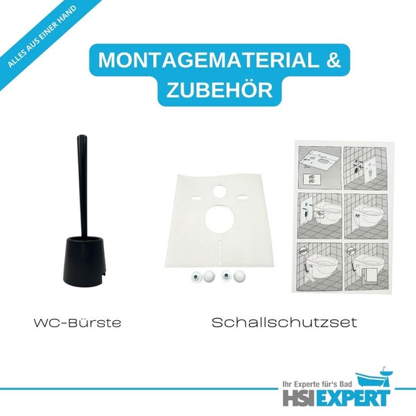 Toilettenbürste und Schallschutzset für die Montage