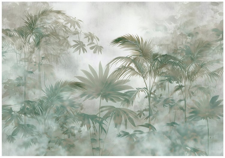 Illustration eines tropischen Blätterwaldmotivs