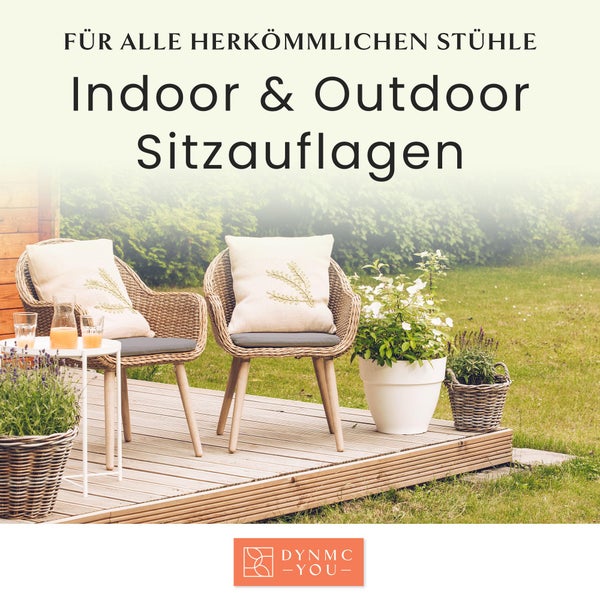 DYNMC you Sitzkissen Stuhl - Stuhlkissen 40x40 - Eckig 4er Set Grau - Test SEHR GUT - Mittelhart H3 - Sitzkissen Bank Memory Schaumstoff - Sitzpolster Stuhl - Stuhlauflage