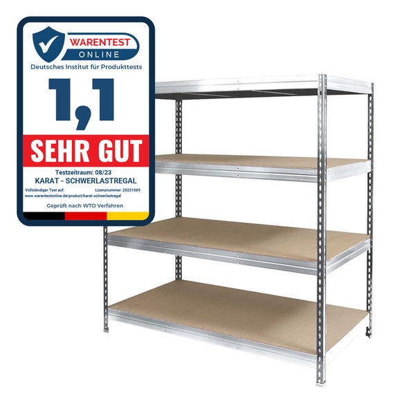 FLOORDIREKT Weitspannregal - Verzinkt - Regal für Keller & Werkstatt - Traglast bis 1600 kg - 200 x 180 x 60 cm