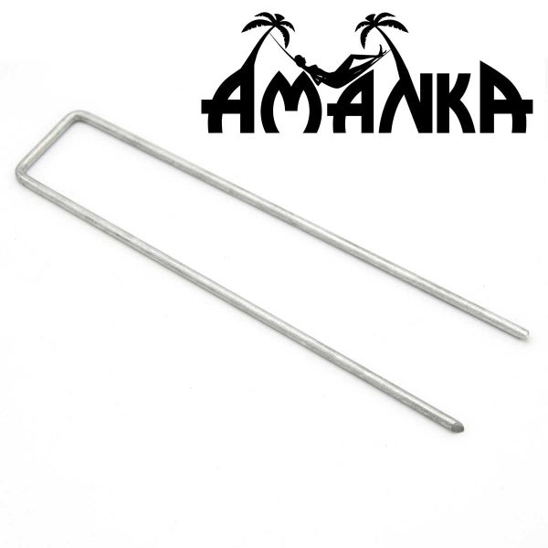 AMANKA 100 Stück Ø3,2mm Erdanker verzinkt 150x30mm Befestigungsanker Unkraut-Vlies Stahl Erdnägel Bodenanker U-Form eck