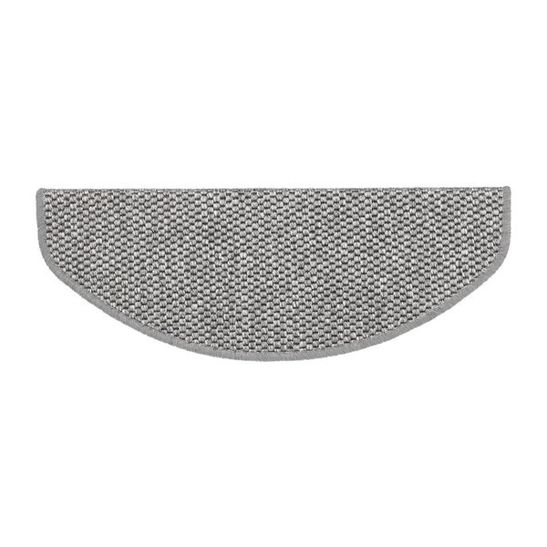 FLOORDIREKT Stufenmatte Kalkutta - Sisaloptik - Schlingenpol - Selbstklebend - Silber - Halbrund - 23,5 x 65 cm
