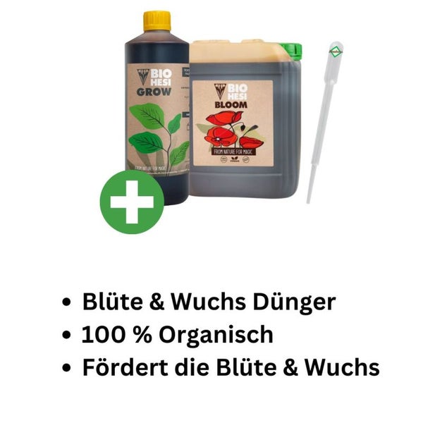 Hesi 2-Teiliges Organisches Dünger Set XL – 5L Bio Bloom & 1L Bio Grow mit Pipette | Natürliche, Nachhaltige Pflanzenpflege für Innen, Freiland & Gewächshaus | Umweltfreundlich & Vielseitig
