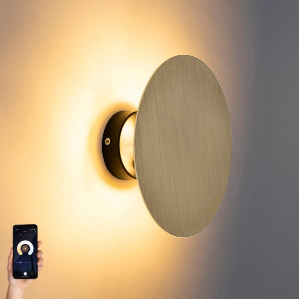 Smarte Wandleuchte rund gold inkl. 2 WiFi g9 - Pulley
