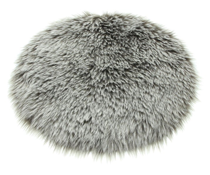 FRANK FLECHTWAREN | Dekofell Light Platin, rund, POLYESTER, POLYACRYL, Ø 40 cm