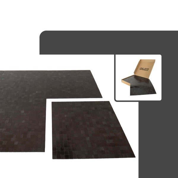 Dalsys Mosaikfliesen aus dunklem Holz, quadratisches Muster, inklusive Verpackungskarton.