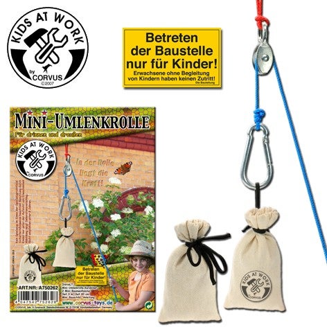 Corvus A750262 - Mini-Umlenkrolle, Karabiner und Seil