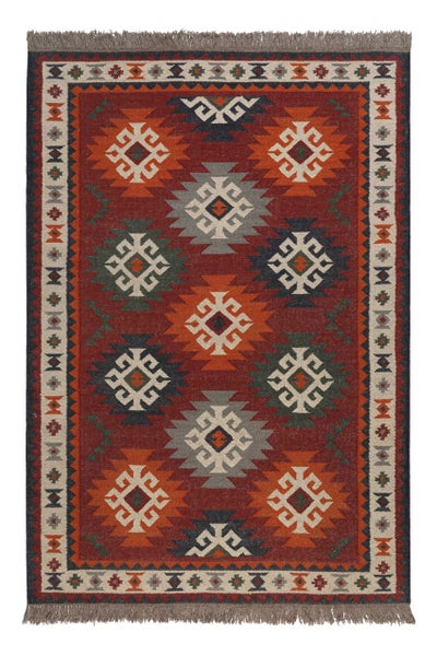 Kelim Teppich Rot aus Wolle Blancard Green Looop 240x340 cm