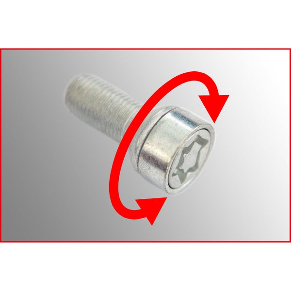 Innensechsrundschraube mit Drehbewegung dargestellt