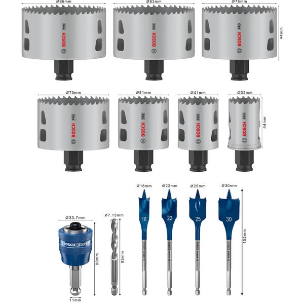 Bosch Lochsägen und Bohrer Set mit verschiedenen Größen