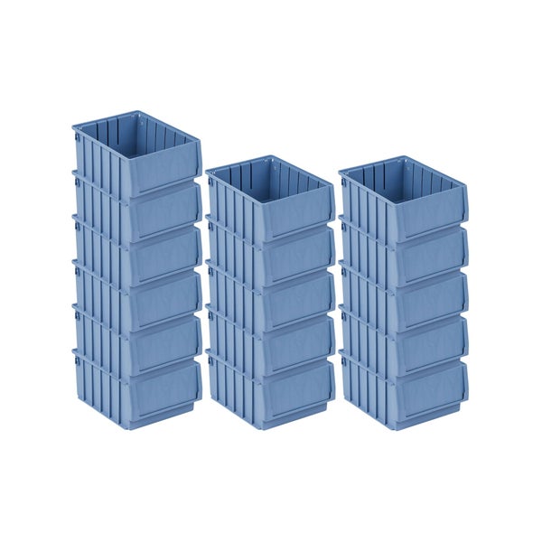 PROREGAL SuperSparSet 16 x Regalkasten 300 BH Mit Etikett und Schutzhaube HxBxT 14 x 23,4 x 30 cm 7,1 Liter Sichtlagerkasten Sortimentskasten