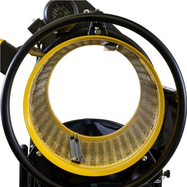 Trommelsieb mit gelbem Rahmen