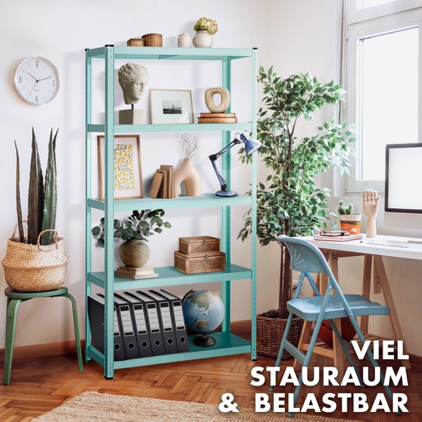 FLOORDIREKT Buntregal Kleur - Pastellfarben - Modernes Wohnregal - Lichtgrün - 172 x 90 x 30 cm