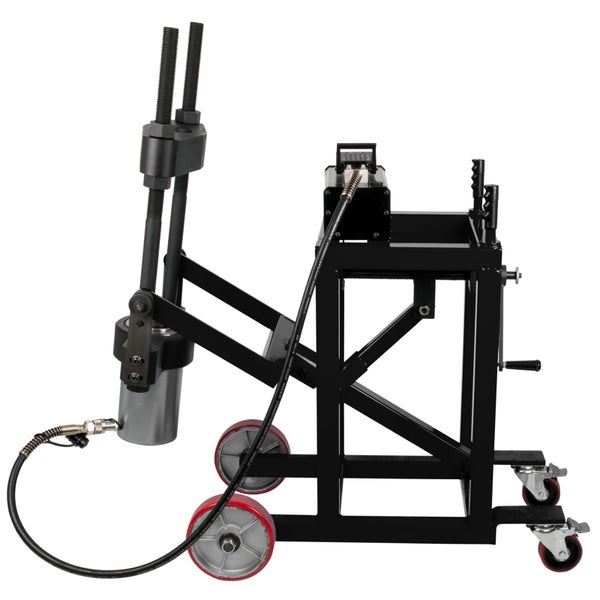 Hydraulische Bolzenziehvorrichtung auf einem fahrbaren Stahlrahmen mit Rollen