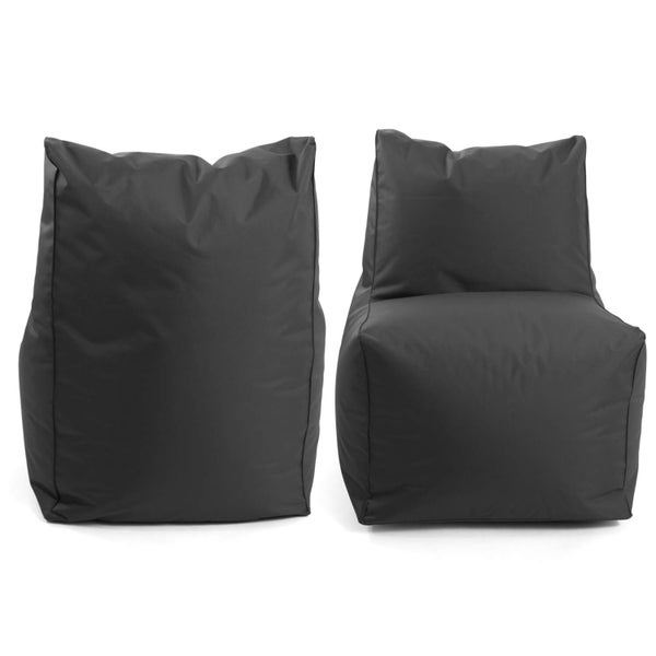 mokebo Outdoor Sitzsack-Sessel mit Hocker für Balkon und Garten 'Der Ruhepol', Outdoor Bean Bag mit EPS-Perlen Füllung in Anthrazit
