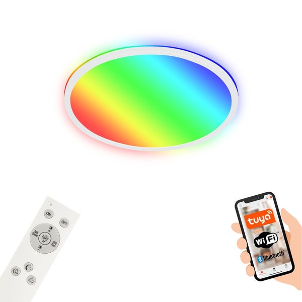 LED Deckenleuchte Smart RGB Bluetooth WiFi Timer Alexa weiß 22W Ø42cm Briloner