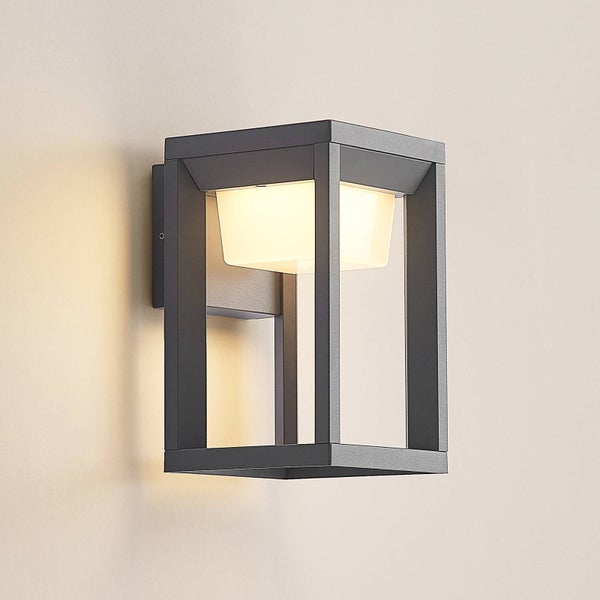 PRIOS LED Wandleuchte außen Gamion (spritzwassergeschützt (Modern) in Alu aus Aluminium (1 flammig, ) - Außenwandleuchten Wandlampe Led Außenlampe Outdoor für Außenwand/Hauswand