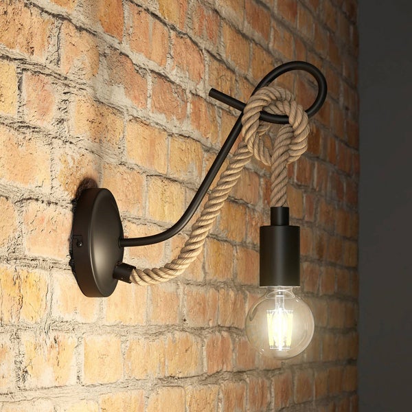 Lucande Wandleuchte, Wandlampe Innen Ropina (Retro Vintage Antik) in Schwarz aus Metall (1 flammig E27) - Wandstrahler Wandbeleuchtung Schlafzimmer / Wohnzimmer Wohnzimmerleuchte