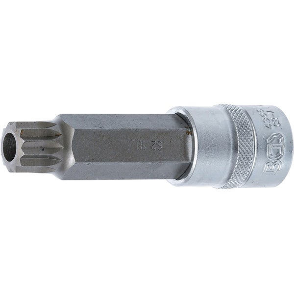 BGS Bit-Einsatz Länge 100 mm Antrieb Innenvierkant 12,5 mm (1/2) Innenvielzahn (für XZN) mit Bohrung M18 - 4365
