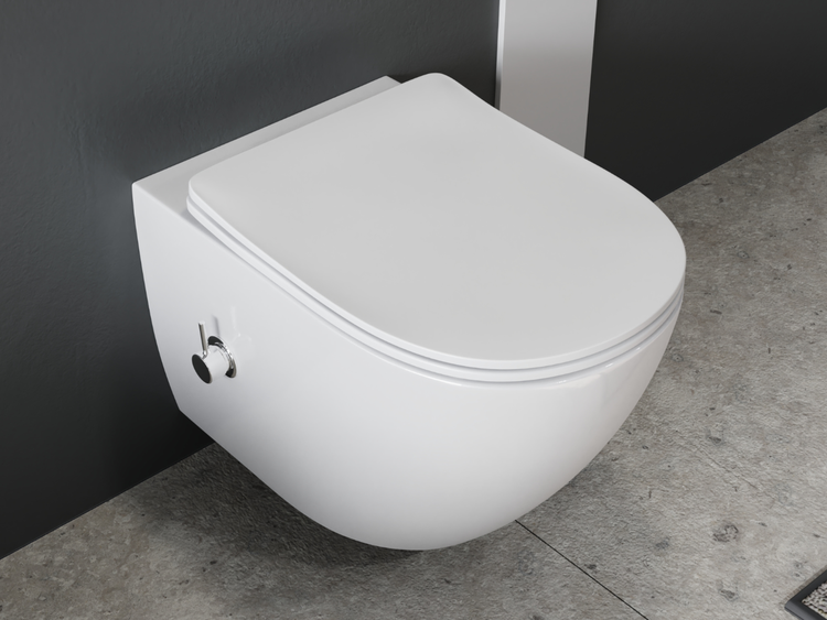 Aqua Bagno Design Hänge-Dusch-WC Silk S.10219.10224 – Spülrandlos – Bidetfunktion – Softclose-Sitz