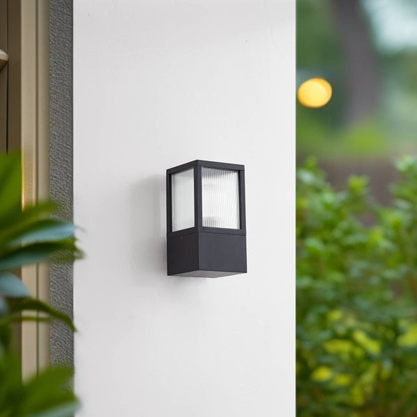 Lucande Wandleuchte außen Klemens (spritzwassergeschützt (Modern) in Schwarz aus Aluminium (1 flammig, E27) - Außenwandleuchten Wandlampe Led Außenlampe Outdoor für Außenwand/Hauswand