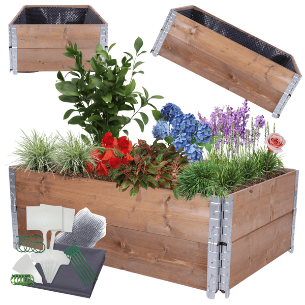 Hochbeetkisten GuardBox HxBxT 40x120x80 cm 2 Ebeneninkl. Luftpolsterfolie Braun