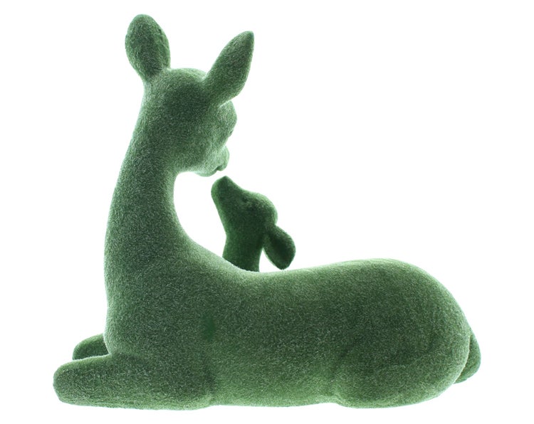 FRANK FLECHTWAREN | Reh mit Kitz Moos, 17,5 x 10,5 x 15,5 cm, POLYRESIN