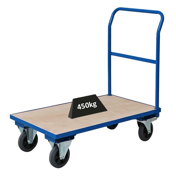 PROREGAL Profi Plattformwagen HxBxT 102 x 60 x 98 cm Traglast 450 kg Lichtblau