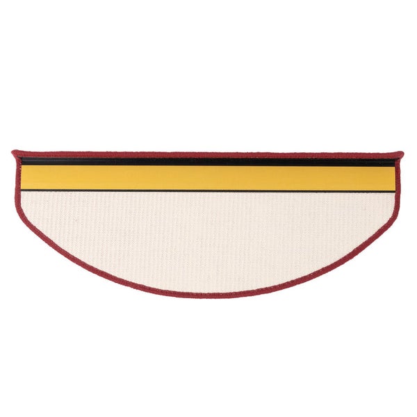 FLOORDIREKT Premium Sisal-Stufenmatte - Umkettelt & Selbstklebend - Halbrund - Rot - 23,5 x 65 cm