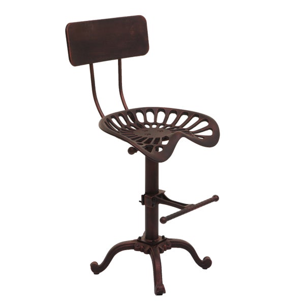 Hocker im Traktor-Design mit Rückenlehne und Fußstütze