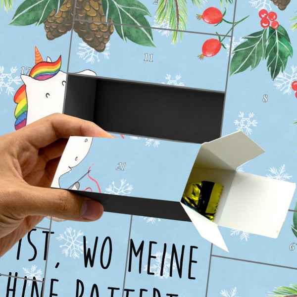 Mr. & Mrs. Panda Befüllbarer Adventskalender Einhorn Näherin - Blau Pastell
