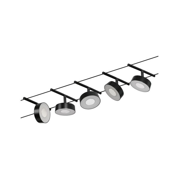 CorDuo LED Seilsystem Circle Basisset 5x180lm 5x5W 3000K 230/12V Schwarz matt