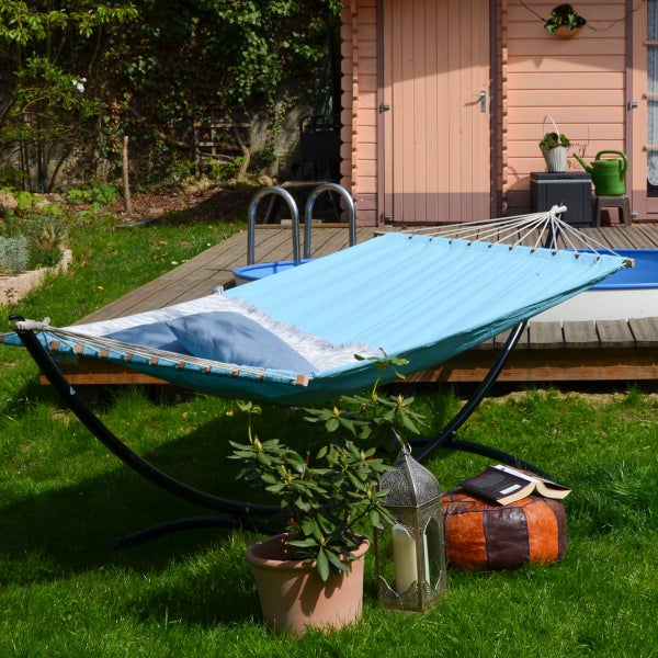 AMANKA XXL Stabhängematte 200x120 Doppelhängematte 2 Personen Hängematte Blau