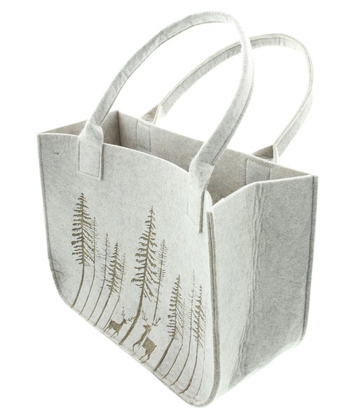 Filztasche mit Waldmotiv und Tragegriffen